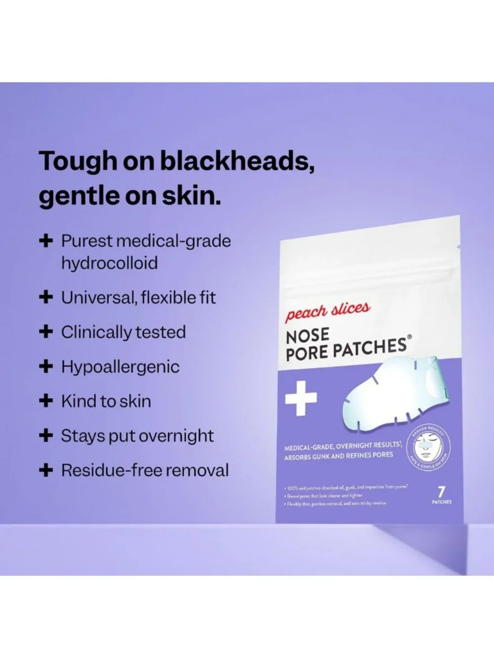 Overnight Blackhead Remover Nose Pore Patches - Vegan Hydrocolloid Strips, 7 ct